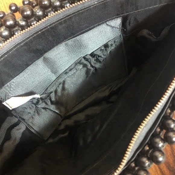 Vintage Mid Century MOD Authentic Bead Bag Formal Large Black Bag by Josef Japan - Picture 11 of 13